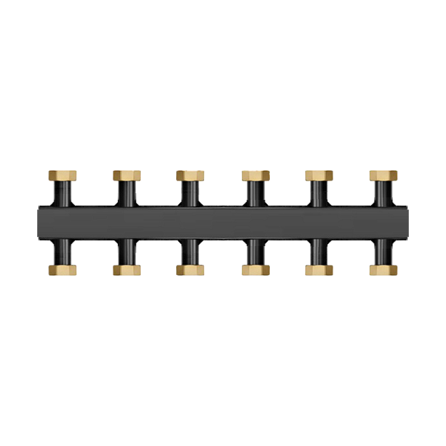 Коллектор стальной, 5 контуров + 1 котёл, с накидными гайками, 210 х 750 х 80 мм, без теплоизоляции SMART INSTALL SICK80125NG06 Коллекторы